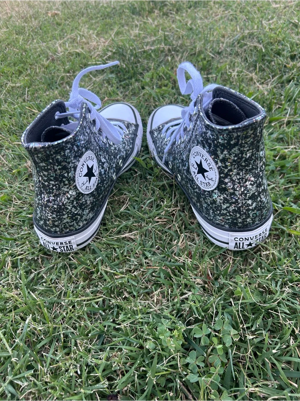 Converse Chuck Taylor Black Glitter High Tops Kids 3.5